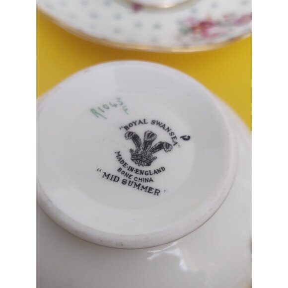 Swansea England Bone China  Two Handled Soup Bowls & Saucer sets(4)  Midsummer - Picture 12 of 15